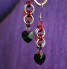 Chain Mail Earrings - Black Heart Dangle